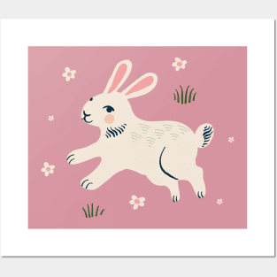 Rabbit and Daisies Posters and Art
